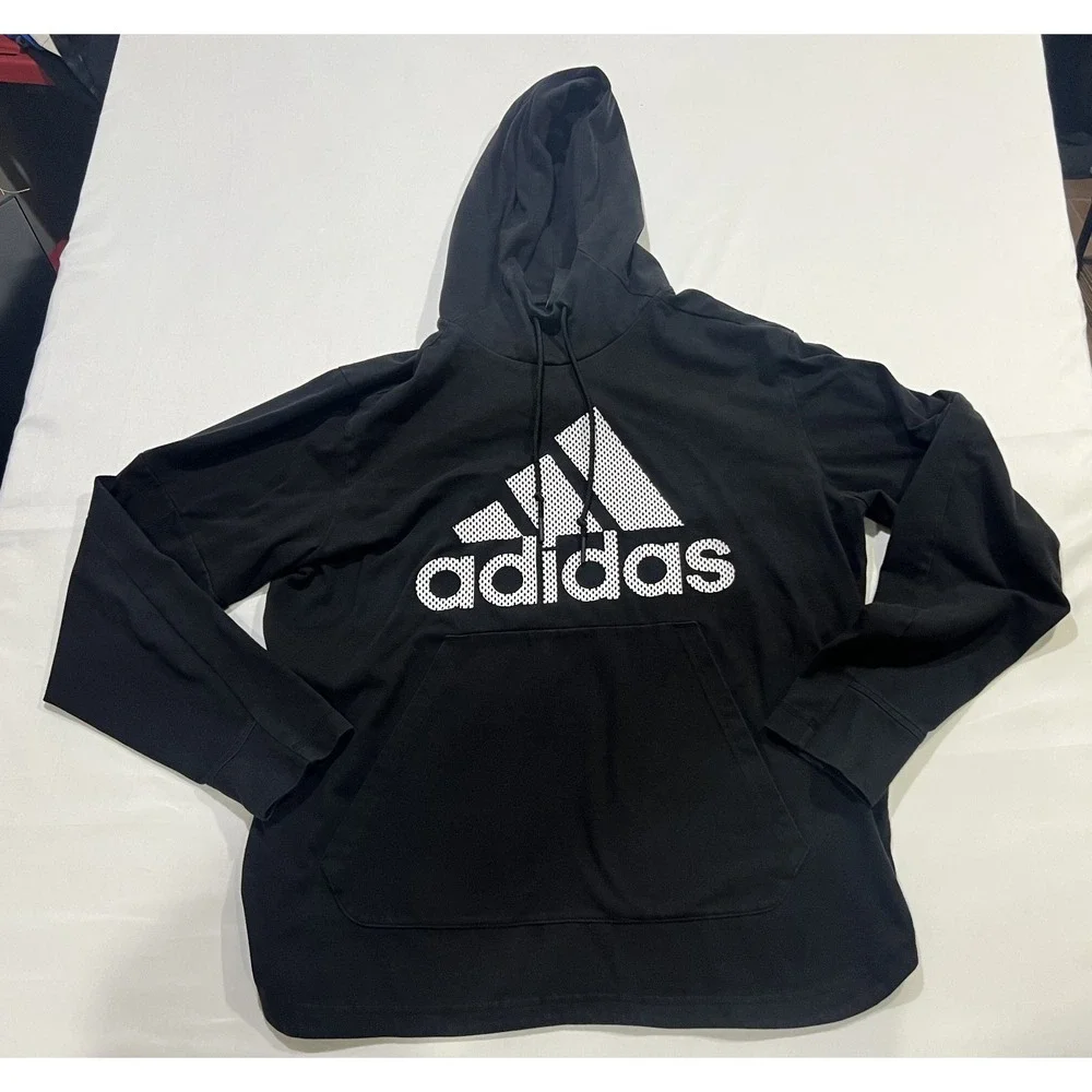 Adidas Hoodie Mens Large Black Activewear Pullover